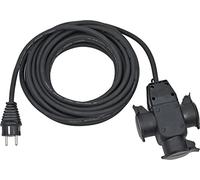 Brennenstuhl Cable alargador de 10 m con 3 enchufes en el Acoplamiento de Goma Externo IP44 (Cable de 10 m, para Obra y construcción) Negro
