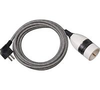 Brennenstuhl Cable alargador de plástico 3 m con Cubierta Textil y Interruptor giratioria (alargador eléctrico para Interiores, Cable de 3 m, Interruptor Iluminado) Negro/Blanco