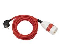 Brennenstuhl Cable alargador de plástico 5 m con Cubierta Textil y Interruptor giratioria (alargador eléctrico para Interiores, Cable de 5 m, Interruptor Iluminado) Rojo/Blanco/Negro