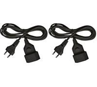 Brennenstuhl Cable alargador de plástico (Cable alargador para Uso en Interiores, 3 m de Cable, con Enchufe Euro y Acoplamiento) Negro (Paquete de 2)