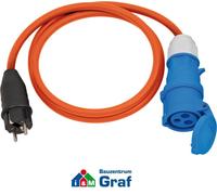 Brennenstuhl cable adaptador para camping/cable con enchufe CEE y conector (cable de 1,5m en naranja, H07RN-F 3G2,5, 230V/16A, uso en exteriores, IP44, fabricado en alemania)