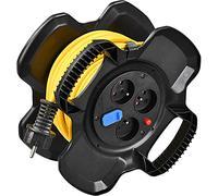 Brennenstuhl - Carrete de cable eléctrico compacto X-GUM con 3 enchufes, 2 puertos USB (15m, uso en interiores, fabricado en Francia)