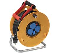 Brennenstuhl - Carrete de cable estándar Pro con USB (3 tomas de corriente con válvula y 2 enchufes USB (exterior, 40 m de cable RN-F 3G2,5, fabricado en Francia), color amarillo medio