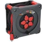Brennenstuhl Carrete de cable profesional KA 5210 5 IP44 (50 m H07BQ-F 3G2,5 cable en rojo, 5 enchufes de protección de contacto, uso en obras y uso constante al aire libre, fabricado en Alemania)