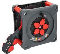 Brennenstuhl Carrete de cable profesional para construcción con Powerblock KC 3210 5 (33+5m, cable H07BQ-F3G2,5 en rojo, 5 enchufes, exterior permanente, Made in Germany)