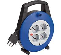 Brennenstuhl - Carrete de Cable Vario Line - 15 MT con 4 Tomas Italianas, Azul