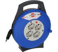 Brennenstuhl - Carrete de Cable Vario Line - 15 MT con 4 Tomas Italianas, Azul