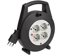 Brennenstuhl - Carrete de Cable Vario Line - 15 MT con 4 Tomas Italianas, Negro, 1092205