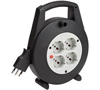 Brennenstuhl - Carrete de Cable Vario Line - 15 MT con 4 Tomas Italianas, Negro, 1094205