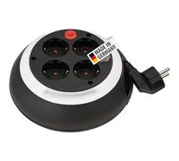 Brennenstuhl Comfort-Line enrollacables doméstico con 4 enchufes (Cable de 3 m, alargador eléctrico Enrollable, para Uso al hogar) Negro/Blanco