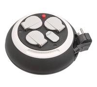 Brennenstuhl Comfort-Line Enrollacables 1109220600 - 4 enchufes + USB, 3 m, negro/blanco