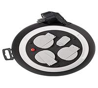 Brennenstuhl Comfort-Line enrollacables doméstico con 4 enchufes y USB (cable de 3 m, alargador eléctrico enrollable, para uso al hogar, carga USB) negro/blanco