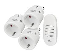Brennenstuhl Set de enchufes inalámbricos Comfort-Line Mini 3+1, 3 enchufes, mando 25 m, Blanco
