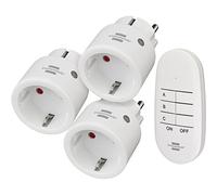 Brennenstuhl Comfort-Line Mini 3+1 Set de enchufes inalámbricos, 3 enchufes con Mando a Distancia (Control Remoto hasta 25m de Alcance, para Interiores, con emisor) Blanco