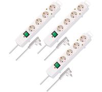 Brennenstuhl Comfort-Line Plus Regleta de enchufes cuádruple, Juego de 3 (regleta con Enchufe Plano e Interruptor, Enchufe múltiple con Cable de 2 m y enchufes con separación Extra Ancha) Blanco