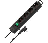 Brennenstuhl Regleta 4-FOLD 2 m - 4 tomas Tipo F, interruptor iluminado, montable, negro