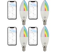 Brennenstuhl Connect Bombilla LED WiFi SB 400 E14 (compatible con Alexa y Google Assistant, no requiere hub, Bombilla inteligente 2,4 GHz con app gratuita, 430lm, 5,5W) (Paquete de 4)