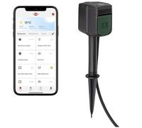 Brennenstuhl Connect Enchufe inteligente CS para jardín y exteriores / 2 enchufes controlables individualmente (compatible con 2.4 GHz WiFi, Alexa y Google Assistant enchufes programables cable de 3m)