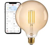 Brennenstuhl Connect WiFi Bombilla filamento LED Globe (Bombilla inteligente, compatible con Amazon Alexa y Google Assistant, bombilla E27, 470lm, 4,9W, luz cálida 2200K, luz regulable, vintage)
