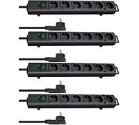 Brennenstuhl de Comfort Line Plus, regleta de 6 enchufes (con Enchufe Plano, Interruptor, 2 m de Cable y Extra Ancho Entre la enchufes) Color: Negro