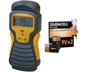 Brennenstuhl detector de humedad MD de batería 9V (sensor de humedad, determinación de humedad, para madera, tapetes o otros materiales de construcción) negro + Duracell 9V 2