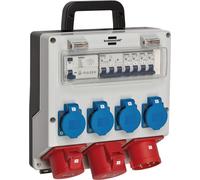 Brennenstuhl Distribuidor de pared 4/32 – IP44, 32 A con interruptor FI 30 mA – Gris claro/negro