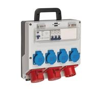 Brennenstuhl Distribuidor de pared IP44 para montaje en pared 16 A, con interruptor de protección personal FI 30 mA)