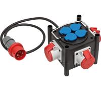 Brennenstuhl Distribuidor de Potencia de Goma Compacto (Cable 1 m, 3 x CEE 400 V/16 A, 4X 230 V/16 A, para Uso Permanente en Obras de construcción y Exterior, Fabricado en Alemania)