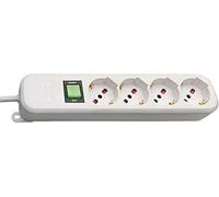 BRENNENSTUHL Eco-Line 1150749124 - Regleta con Interruptor y 4 enchufes universales (IT10/16A - DE 16A) de Escritorio para la casa o la Oficina - Cable de 1,4 m, Blanco