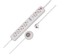 Brennenstuhl Eco-Line Comfort Switch Plus regleta enchufes con 6 Tomas de Corriente (2X permanentes y 4X conmutables, Cable de 1,5 m, Interruptor de Mano/pie) Blanco