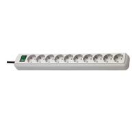 Brennenstuhl – Regleta de enchufes Eco-Line 10 tomas de corriente (Cable 3 m, Interruptor) Gris