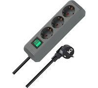 Brennenstuhl Eco-Line regleta de enchufes con 3 Tomas de Corriente (Cable de 1,5 m, Interruptor) Plateado