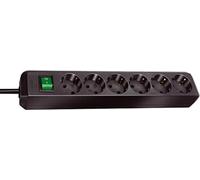 Brennenstuhl Regleta de enchufes Eco-Line – 6 tomas de corriente, cable 1,5 m, interruptor, negro