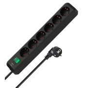 Brennenstuhl Regleta de enchufes Eco-Line – 6 tomas de corriente, cable 1,5 m, interruptor, negro
