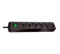 Brennenstuhl Eco-Line regleta de enchufes con 6 Tomas de Corriente (Cable de 3m, Interruptor) Negro