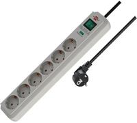 Brennenstuhl Eco-Line regleta de enchufes con 6 Tomas de Corriente y protección contra sobretensiones (Cable de 1,5 m, Interruptor Iluminado, protección sobretensión hasta 13.500 A) Gris