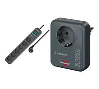 Brennenstuhl Eco-Line regleta de enchufes con 6 Tomas de Corriente y protección contra sobretensiones + Adaptador de Enchufe con protección contra sobretensiones hasta 13.500 A Antracita