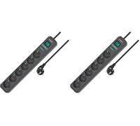 Brennenstuhl Eco-Line regleta de enchufes con 6 Tomas de Corriente y protección contra sobretensiones (Cable de 1,5m, Interruptor Iluminado, protección sobretensión hasta 13.500A) Antracita