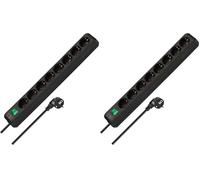 Brennenstuhl Eco-Line regleta de Enchufes con 8 Tomas de Corriente (Interruptor, protección Infantil), Negro, 3 m (Paquete de 2)