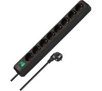 Brennenstuhl Regleta Eco-Line 8 tomas, protección de contacto, interruptor, cable 3 m, negro