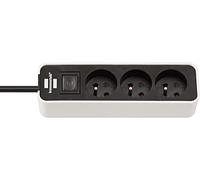 Brennenstuhl ecolor - Base Enchufe 1,5 m H05VV-F3G1.0 con interruptor, 1, 5 m, blanco, 1153231020