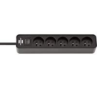 Brennenstuhl ecolor - Base Enchufe 1,5 m H05VV-F3G1.0 con interruptor, 1, 5 m, negro, 1153251000