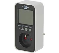 Brennenstuhl Ecolor medidor de energía E M-2 (enchufe medidor de energía con función de reloj y contador, medidor de costos de energía con 2 tarifas de electricidad ajustables individualmente)