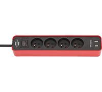 Brennenstuhl ECOLOR - Regleta (4 enchufes + 2 conectores USB, 1,5 m de cable