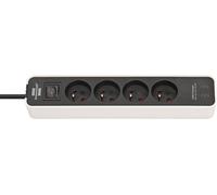 Brennenstuhl Ecolor - Regleta de 4 Tomas con Toma de Carga USB C (regleta con 2 x Cargador USB C, Interruptor y Cable de 1,5 m), Color Blanco y Negro