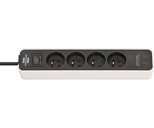 Brennenstuhl Ecolor - Regleta de 4 Tomas con Toma de Carga USB C (regleta con 2 x Cargador USB C, Interruptor y Cable de 1,5 m), Color Blanco y Negro