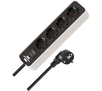 Brennenstuhl Ecolor regleta enchufes con 4 Tomas Corriente (Cable de 1,5 m, con Interruptor) Color Blanco/Negro
