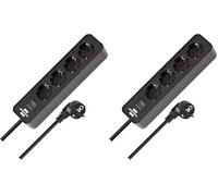 Brennenstuhl Ecolor regleta enchufes con 4 Tomas Corriente (Cable de 1,5 m, con Interruptor) Color Negro (Paquete de 2)