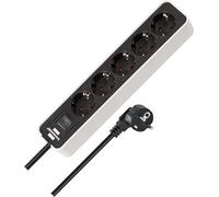 Brennenstuhl Ecolor regleta enchufes con 5 Tomas Corriente (Cable de 1,5 m, con Interruptor) Color Blanco/Negro