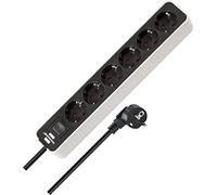 Brennenstuhl Ecolor regleta enchufes con 6 Tomas Corriente (Cable de 1,5 m, con Interruptor) Color Blanco/Negro